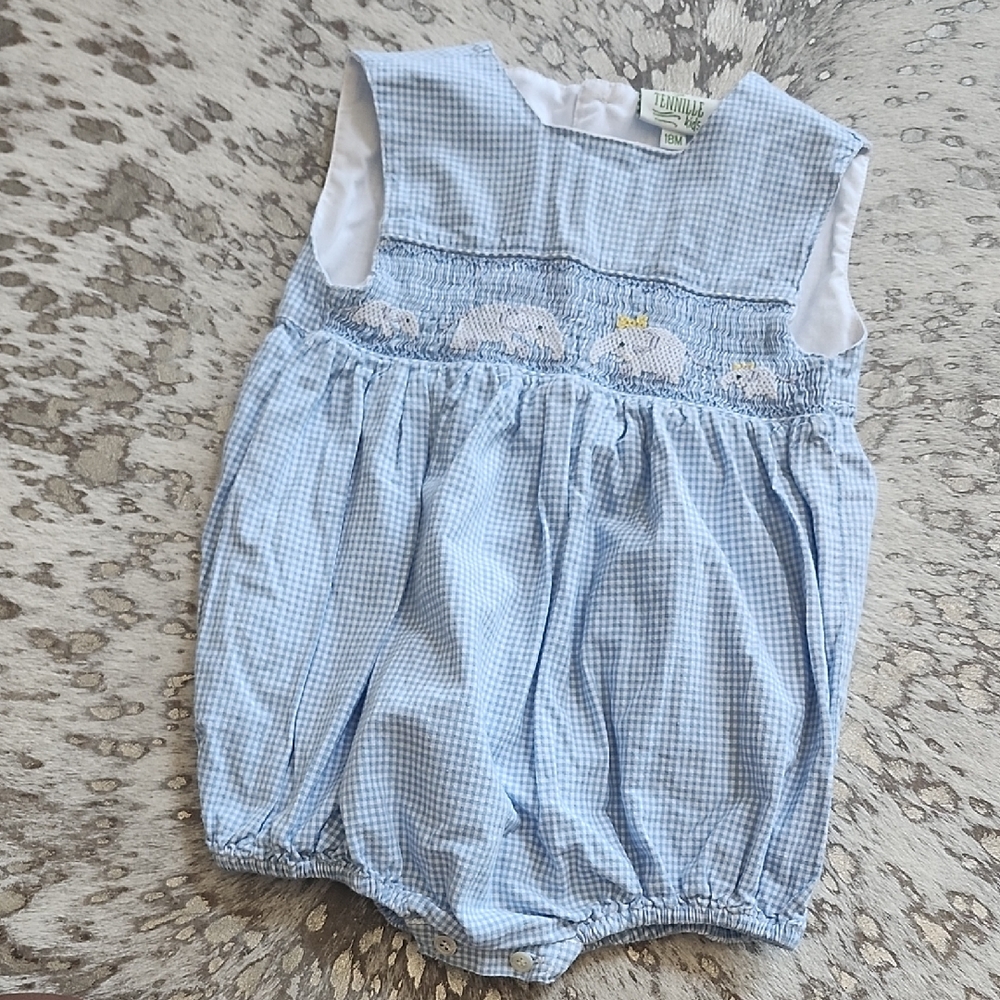 Tennille Kids Gingham Smocked Romper Sz18M
